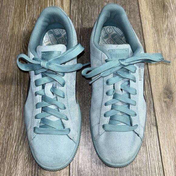 Puma Classic Suede Turquoise Blue Low Top Youth US Size 5.5 Sneaker Shoes - Picture 5 of 12
